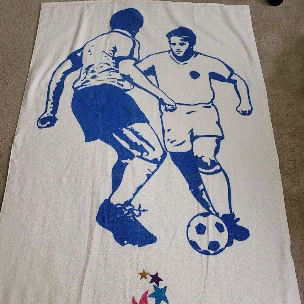 Vintage Atlanta Olympics Beach Towel 1996 Soccer Cannon 100% Cotton
